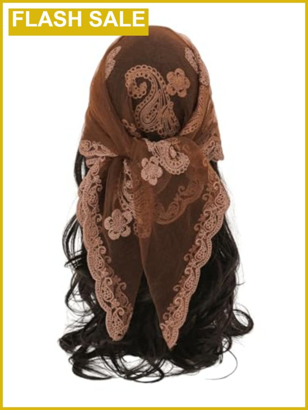 Flower Embroidery Sheer Lace Hair Scarf Bandana One Size